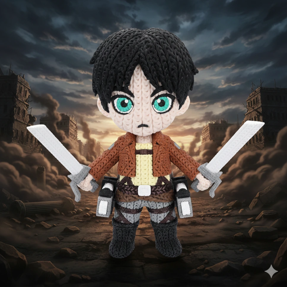 Eren – Figurine Effet Tricot 3D