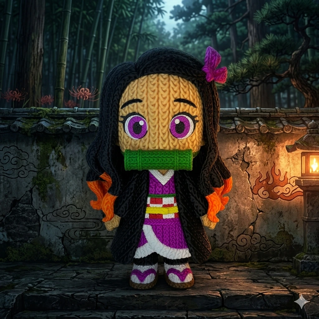 Nezuko – Figurine Effet Tricot 3D