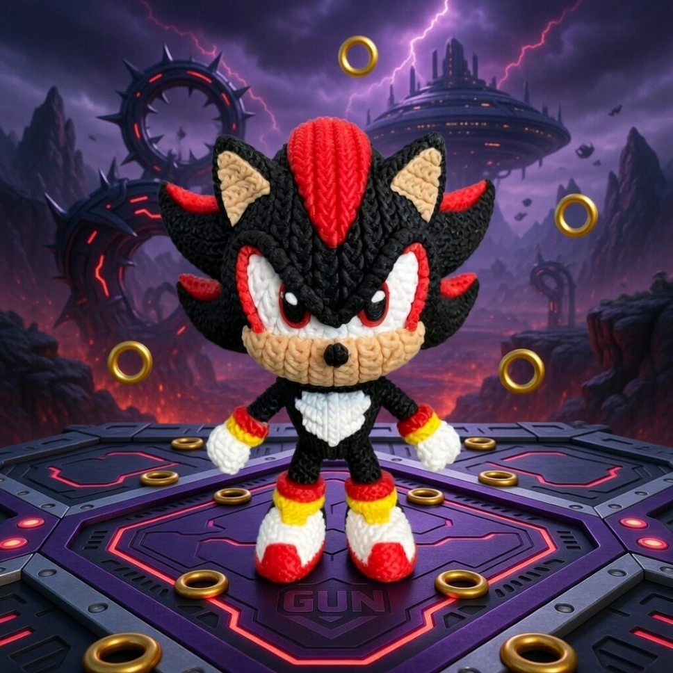 Shadow – Figurine Effet Tricot 3D (Sonic)